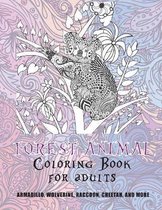 Forest Animal - Coloring Book for adults - Armadillo, Wolverine, Raccoon, Cheetah, and more