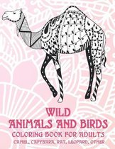 Wild Animals and Birds - Coloring Book for adults - Camel, Capybara, Rat, Leopard, other