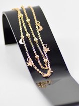 Ketting  fashion 2 laags ster,maan en chocker gold plated