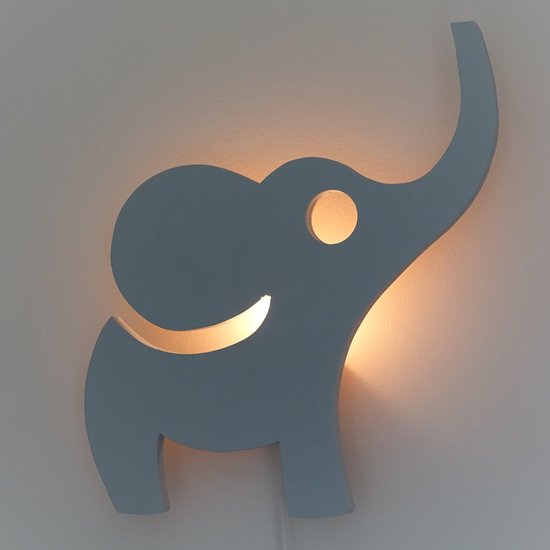 Houten wandlamp kinderkamer | Olifant - Denim drift | toddie.nl | bol