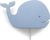 Wandlamp kinderkamer, babykamer Walvis - Blauwe houten lamp voor aan de muur