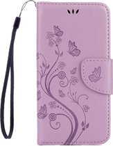 Samsung Galaxy A5 (2017) Hoesje - Mobigear - Flowers Serie - Kunstlederen Bookcase - Paars - Hoesje Geschikt Voor Samsung Galaxy A5 (2017)