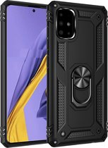 Samsung Galaxy A51 Hoesje - Mobigear - Armor Ring Serie - Hard Kunststof Backcover - Zwart - Hoesje Geschikt Voor Samsung Galaxy A51