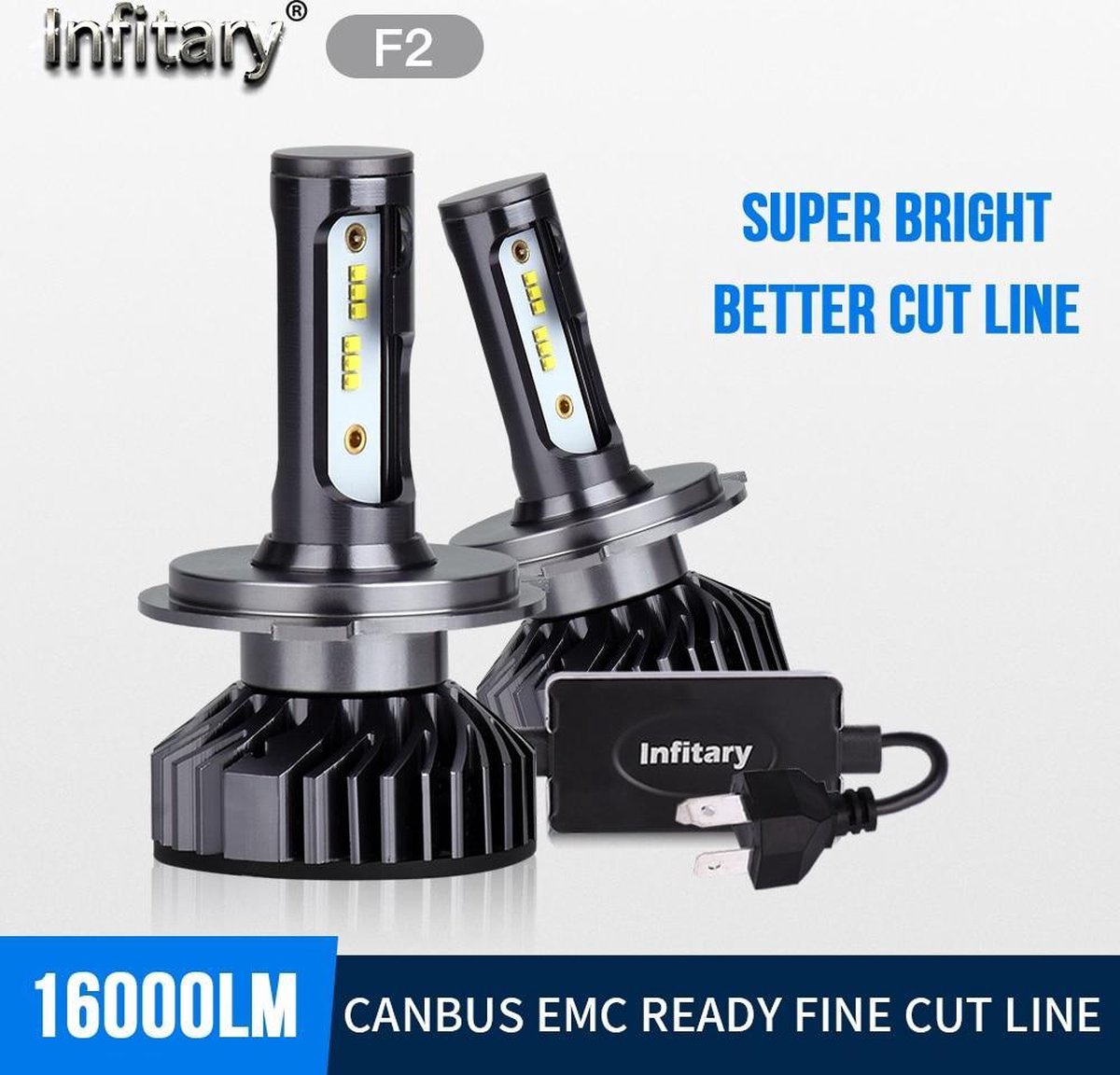 Ampoule LED H4 (set 2 pièces) HB2 / 9003 / incl CANbus EMC CHip 16000 Lumen  6500k