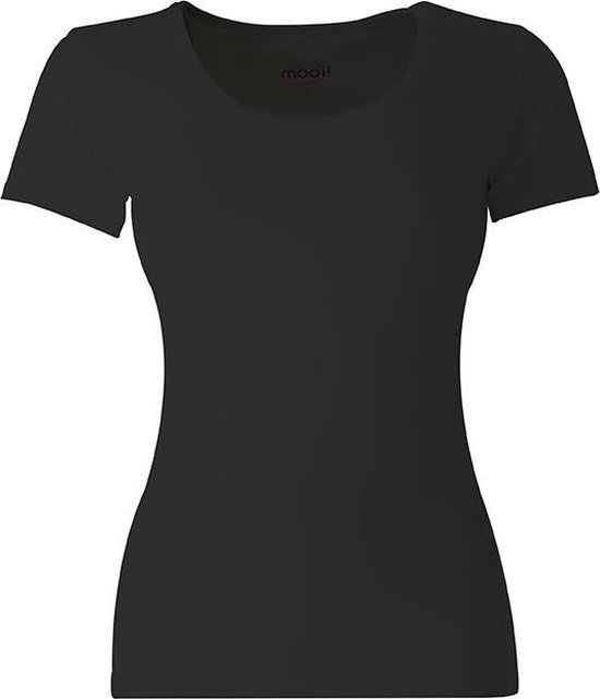 MOOI! Company - Dames T-shirt Daisy - Korte mouw  - Aansluitend model - Kleur Zwart - XS