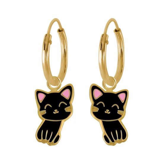 Boucles d'oreilles féminines et félines avec un chat noir