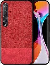 Voor Xiaomi Mi 10 schokbestendige splitsing PU + doektextuur PC + TPU beschermhoes (rood)