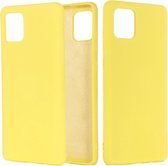Voor Galaxy A81 Effen kleur Vloeibaar siliconen Valbestendig Volledige dekking Beschermhoes (geel)
