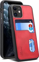 Voor iPhone 11 H09 TPU + PU lederen anti-val beschermhoes met kaartsleuven (rood)