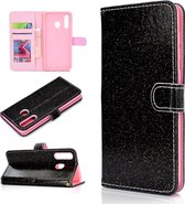 Voor Samsung Galaxy A30 / A20 Glitterpoeder Horizontaal Flip Leren Case met Kaartsleuven & Houder & Fotolijst & Portemonnee (Zwart)