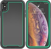 Voor iPhone XS Max Frame Series TPU + PC Stofdicht Krasbestendig Valbestendig Beschermhoes (Donkergroen)