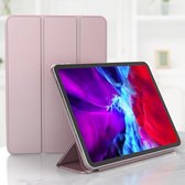 Voor iPad Pro 11 (2020) PC + PU magnetische lederen tas met drievoudige houder (roze rood)