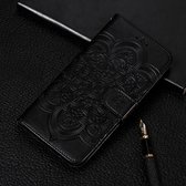 Mandala Embossing Pattern Horizontal Flip Leather Case voor Huawei Y6 (2019) & Y6 Pro (2019) & Enjoy 9E, met houder & kaartsleuven & portemonnee & fotolijst & lanyard (zwart)