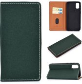 Voor Galaxy S20 effen kleur mat magnetische horizontale flip lederen tas met kaartsleuven en houder (groen)