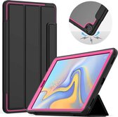 Voor Samsung Galaxy Tab A 10.1 (2019) T510 / T515 Acryl + TPU Horizontale Flip Smart Leather Case met Drie-vouwbare houder & Pen Slot & Wake-up / Slaapfunctie (Rose Red + Black)