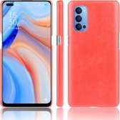 Voor Oppo Reno4 Shockproof Litchi Texture PC + PU Case (Rood)