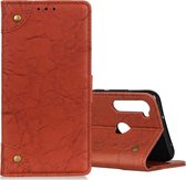 Voor Xiaomi Redmi Note 8T koperen gesp Retro Crazy Horse-textuur Horizontale flip lederen tas met houder en kaartsleuven en portemonnee (bruin)