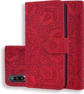 Voor Xiaomi Mi CC9e / Mi A3 Kalfpatroon Mandala Dubbel vouwend ontwerp ReliÃ«f lederen tas met portemonnee en houder en kaartsleuven (rood)