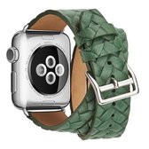 Voor Apple Watch Series 5 & 4 40mm / 3 & 2 & 1 38mm topnerf lederen reliÃ«f kroon horlogeband (groen)