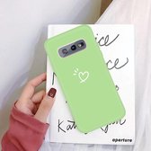 Voor Galaxy S10 Love Heart Pattern Frosted TPU beschermhoes (groen)