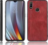 Voor Oppo Realme 3 schokbestendig naaien koe patroon huid PC + PU + TPU Case (rood)