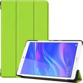 Custer textuur gekleurde tekening horizontale flip PU lederen tas voor Huawei MediaPad M5 Lite 8.0, met drievoudige houder (groen)