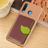 Leaf Buckle Litchi Texture Card Holder PU + TPU Case met Card Slot & Holder & Wallet & Photo Frame voor Huawei Nove 4E / P30 Lite (Bruin)