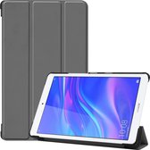 Custer textuur gekleurde tekening horizontale flip PU lederen tas voor Huawei MediaPad M5 Lite 8.0, met drievoudige houder (grijs)