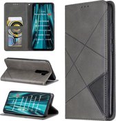 Voor Xiaomi Redmi Note 8 Pro Rhombus Texture Horizontal Flip Magnetische lederen tas met houder en kaartsleuven (grijs)