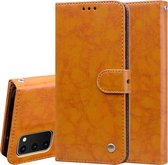 Voor Galaxy S20 zakelijke stijl olie wax textuur horizontale flip lederen tas, met houder en kaartsleuven en portemonnee (bruin)
