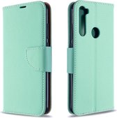 Voor Xiaomi Redmi Note 8T Litchi Texture Pure Color Horizontale Flip PU Leather Case met houder & kaartsleuven & Wallet & Lanyard (groen)