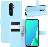Voor OPPO A9 (2020) Litchi Texture horizontale flip lederen tas met portemonnee en houder en kaartsleuven (blauw)