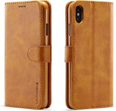 Voor iPhone XS Max LC.IMEEKE kalfsleer Horizontale flip lederen tas, met houder & kaartsleuven & portemonnee (geel)