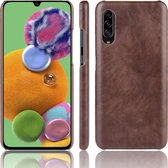 Voor Galaxy A90 5G schokbestendige Litchi Texture PC + PU-hoes (bruin)