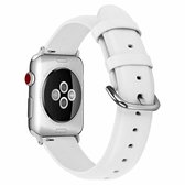 Voor Apple Watch Series 5 en 4 44 mm 3 en 2 en 1 42 mm leren riem met ronde gaten (wit)