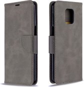 Voor Xiaomi Redmi Note 9 / Note 9S / Note 9 Pro Retro lamsvachttextuur Pure kleur Horizontaal Flip PU lederen tas met houder & kaartsleuven & portemonnee & draagkoord (grijs)