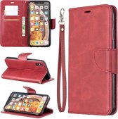 Retro lamsvacht textuur pure kleur horizontale flip pu lederen case voor Galaxy M30, met houder & kaartsleuven & portemonnee & lanyard (rood)