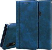 Voor xiaomi redmi 7 frosted business magnetische horizontale flip pu lederen tas met houder & kaartsleuf & lanyard (blauw)