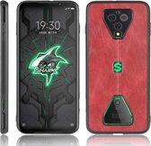 Voor xiaomi black shark 3 pro schokbestendig naaien koe patroon skin pc + pu + tpu case (rood)