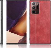 Voor Samsung Galaxy Note20 Ultra schokbestendig naaien koe patroon huid PC + PU + TPU Case (rood)