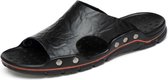 Heren Casual strandschoenen Slippers Microfiber-sandalen, maat: 45 (zwart)