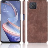 Voor OPPO A92s schokbestendige Litchi-textuur PC + PU-hoes (bruin)