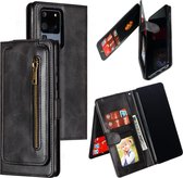 Voor Galaxy S20 Ultra Nine Card Zipper Bag Horizontal Flip Leather Case With Holder & Card Slots & Photo Frame & Wallet (Black)