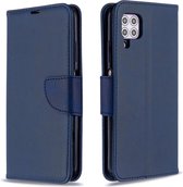 Voor huawei p40 lite retro lamsvacht textuur pure kleur horizontale flip pu lederen tas met houder & kaartsleuven & portemonnee & lanyard (blauw)