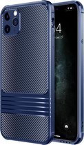 Voor iPhone 11 Pro koolstofvezel textuur effen kleur TPU Slim Case Soft Cover (blauw)