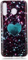 Voor Galaxy M30 gekleurde tekening patroon IMD vakmanschap Soft TPU beschermhoes (groene liefde)