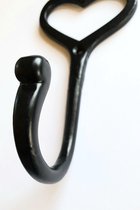 Kapstokhaak, hart, zwart gietijzer, hoogte 13 cm