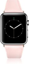 Geschikt voor Apple Watch Bandje - Amarant Roze - Full-Grain Leer - 38/40/41mm - incl. Red Connectors Met Gesp - Oblac®