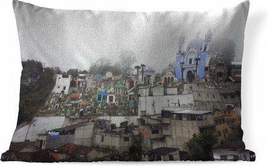 Sierkussens - Kussen - Mist boven de Mexicaanse stad Puebla - 50x30 cm -  Kussen van katoen | bol.com