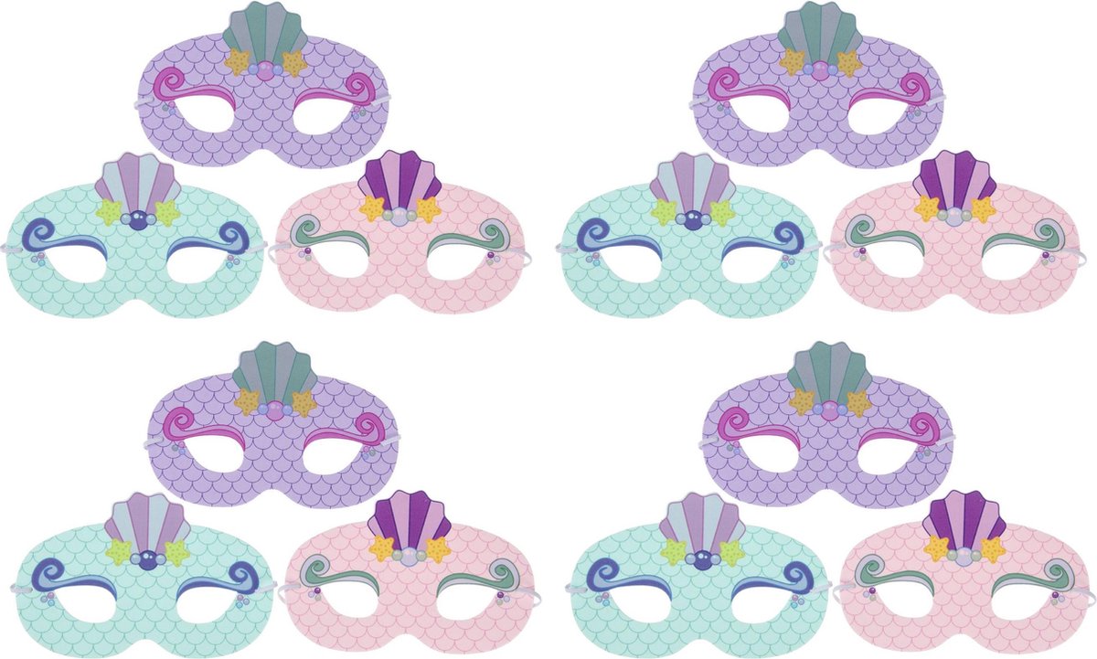 Zeemeermin Maskers | Meermin Masker voor Kinderfeestje | 12 stuks